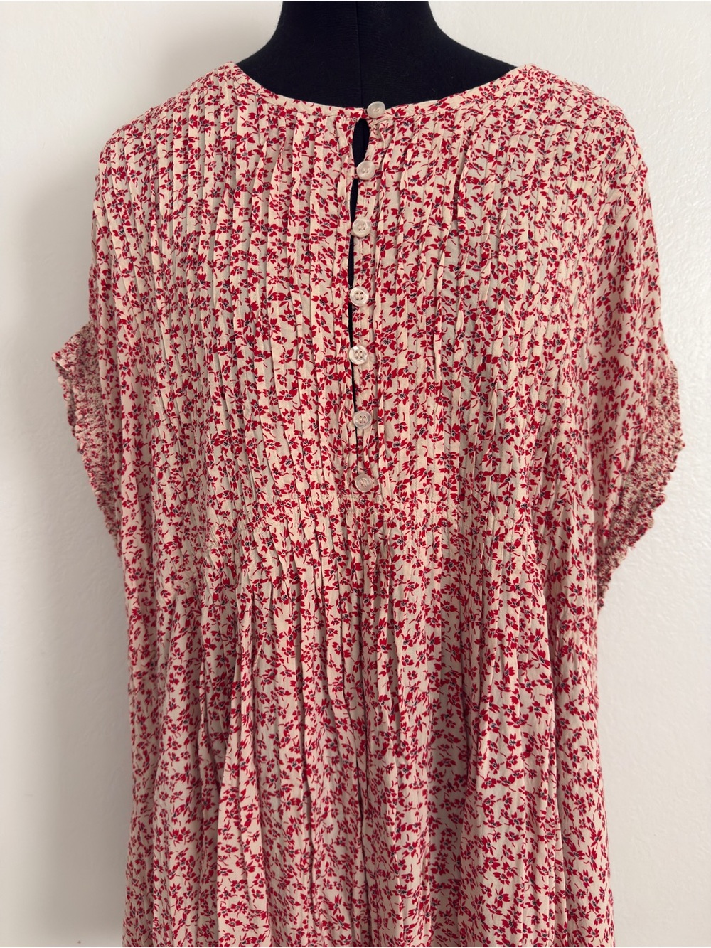 Free People One Fine Day Ditsy Floral Mini Dress Sz M Red Pockets - Picture 3 of 8